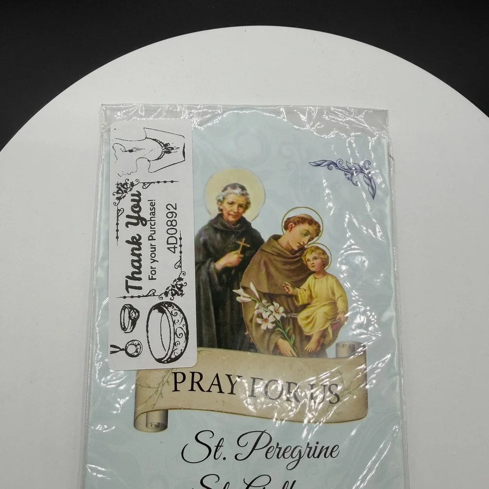 St Peregrine St Anthony Rosary Necklace Blue Beads Crucifix Catholic Prayer Gift